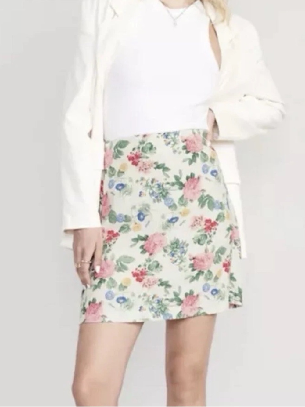 NWT Old Navy Women’s Floral Linen High Waist Skirt Size Small Rose Pink Blue